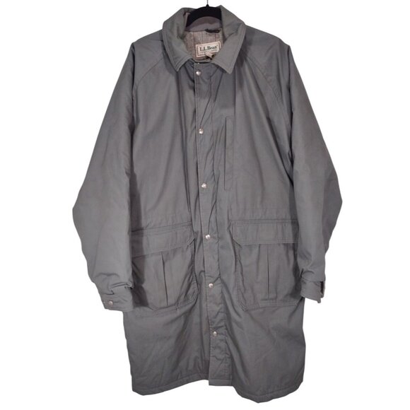 VTG 80s LL Bean Parka Jacket Mens XL Green Wool Lined Stadium Long Overcoat USA - Picture 1 of 9